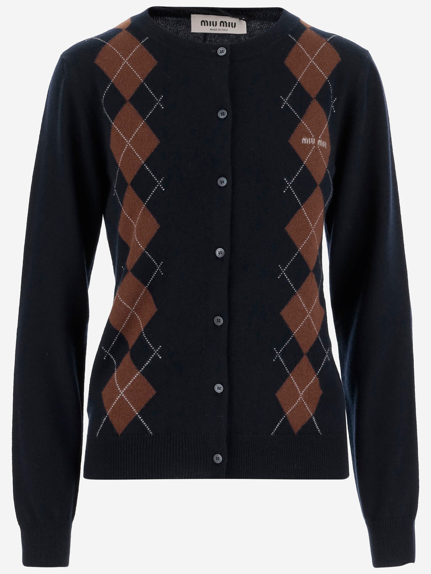 CARDIGAN IN CASHMERE CON MOTIVO GEOMETRICO MMF988 174BF0008 MIU MIU 