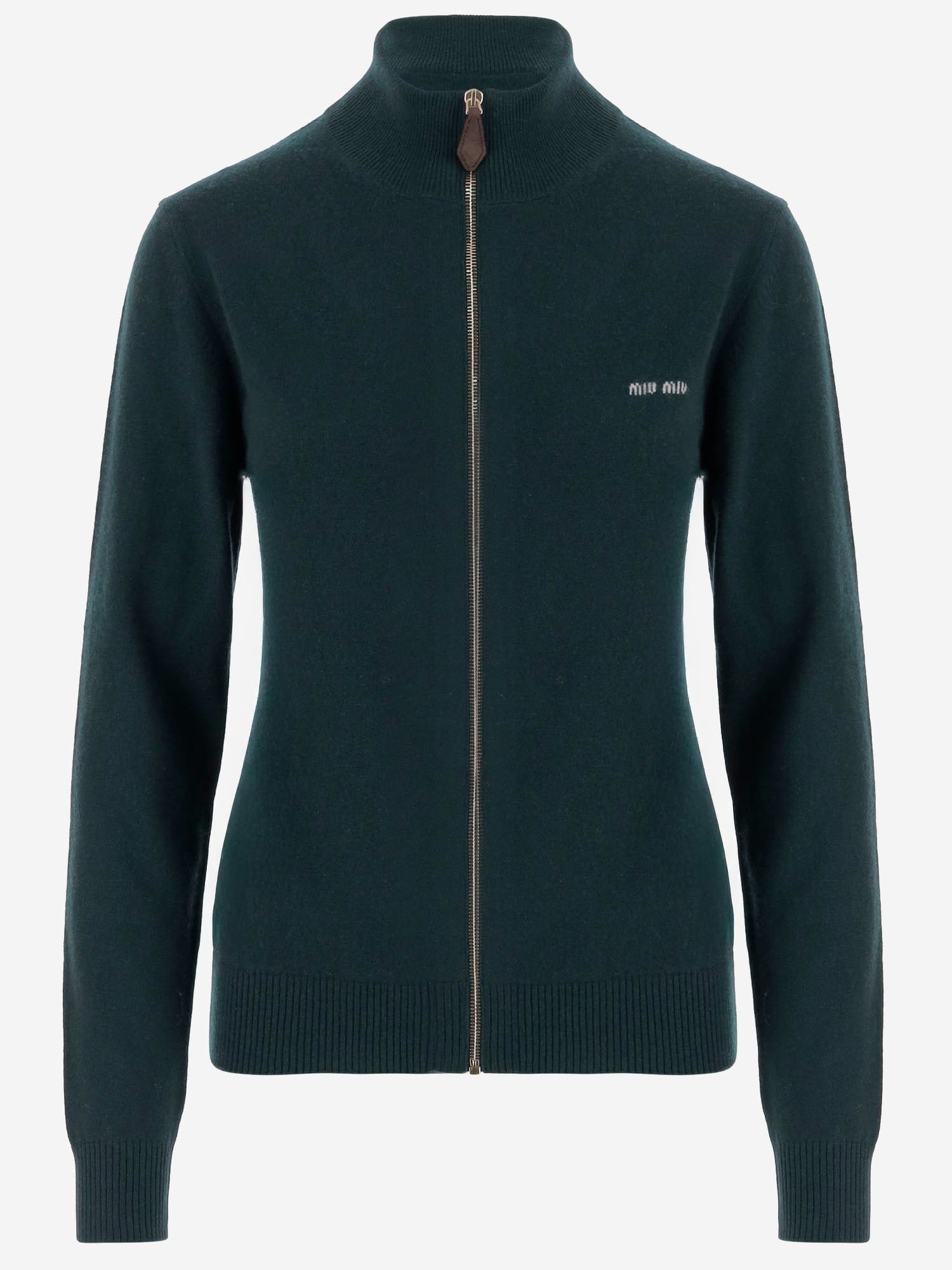 MAGLIONE IN CASHMERE CON ZIP E TOPPE AI GOMITI MMF995 1748F0L76 MIU MIU 