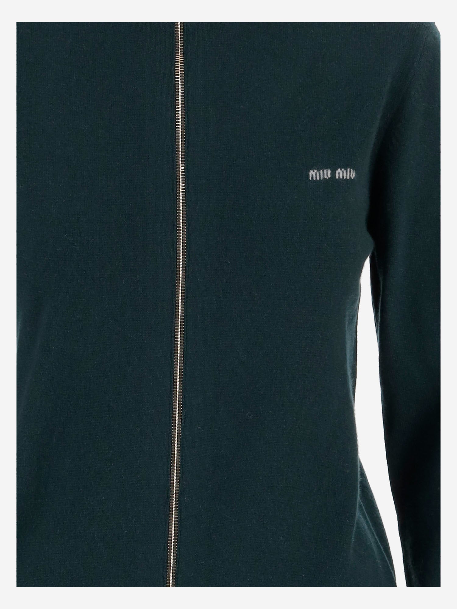 MAGLIONE IN CASHMERE CON ZIP E TOPPE AI GOMITI MMF995 1748F0L76 MIU MIU 