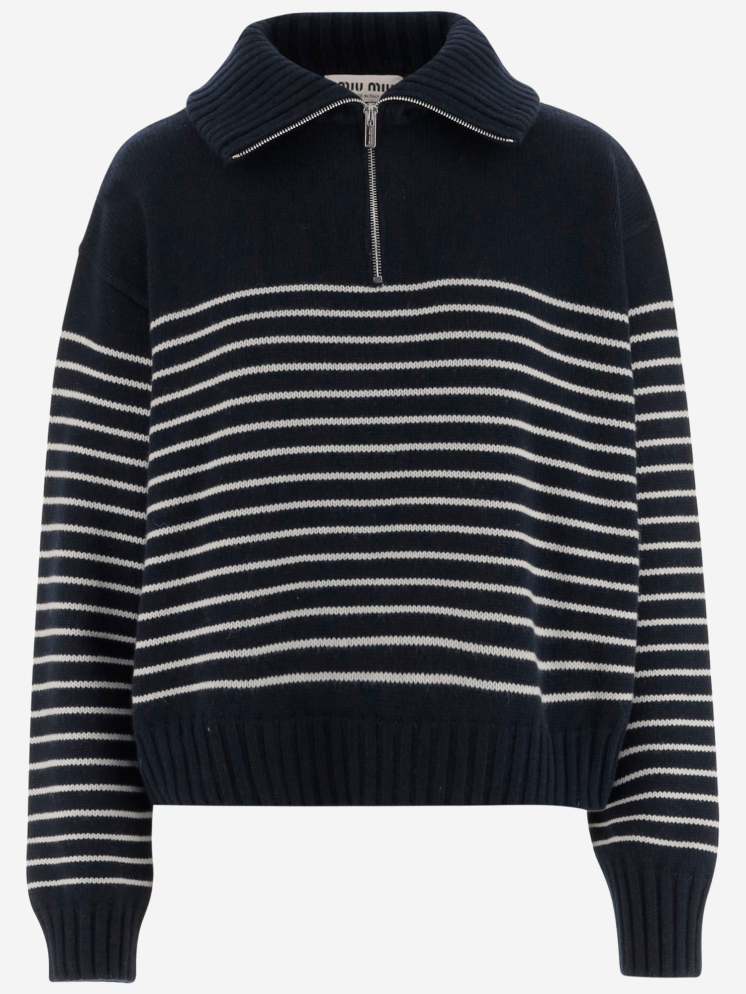 MAGLIONE IN CASHMERE CON MOTIVO A RIGHE MMLB52 18BJF022X MIU MIU 