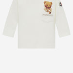 T-SHIRT A MANICHE LUNGHE IN COTONE STRETCH CON MOTIVO TEDDY BEAR 8D0000589AUM 034 MONCLER ENFANTS 