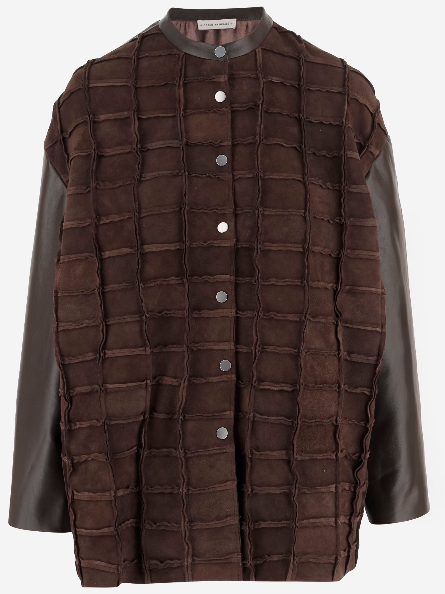 GIUBBOTTO ARMATURA IN PELLE CON MOTIVO QUADRATO T005 LEASQBROWN NICCOLO PASQUALETTI 