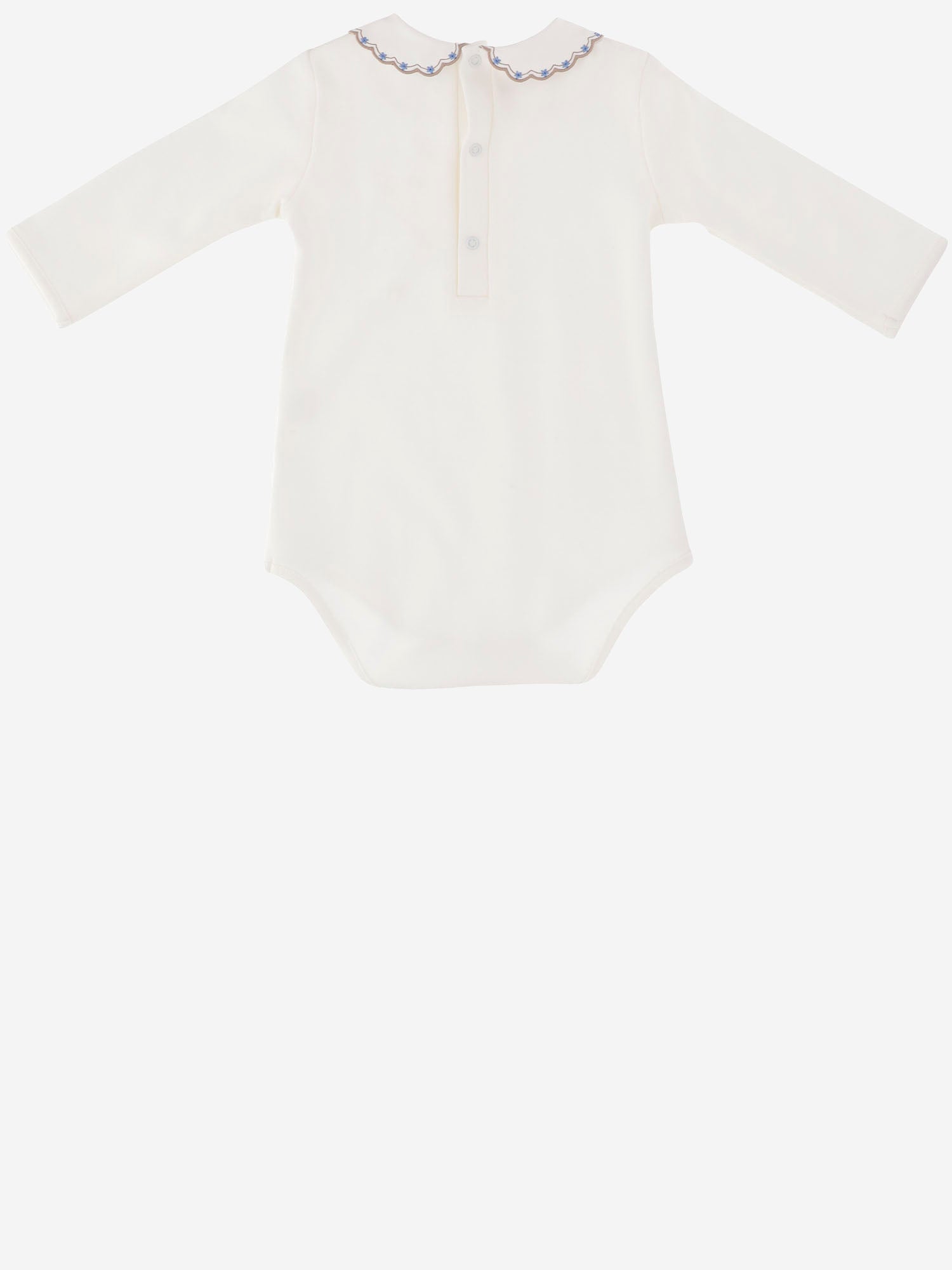 BODY IN COTONE CON COLLETTO RICAMATO BODY BEIGECELESTE NICOLETTA FANNA KIDS 