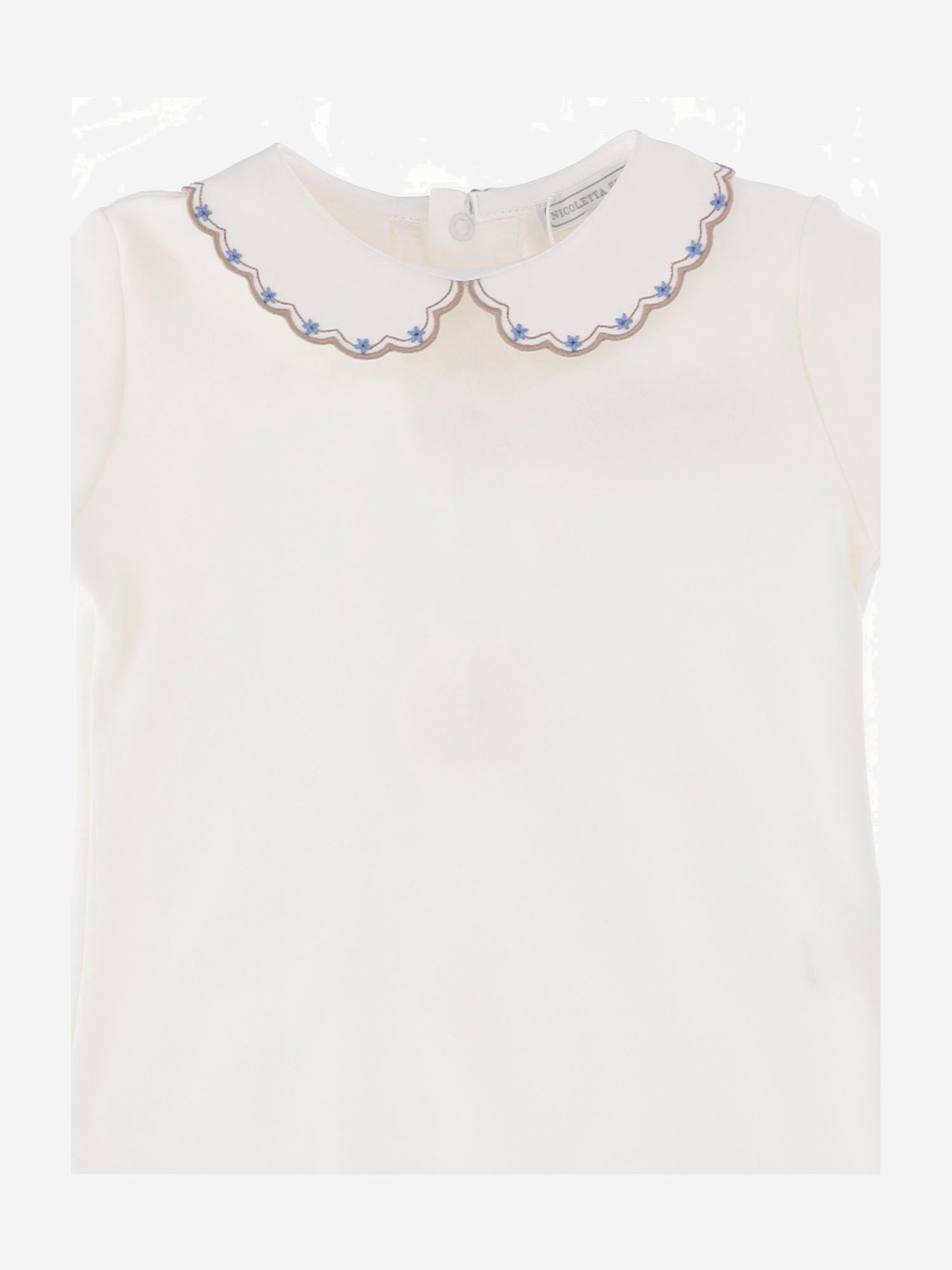 BODY IN COTONE CON COLLETTO RICAMATO BODY BEIGECELESTE NICOLETTA FANNA KIDS 