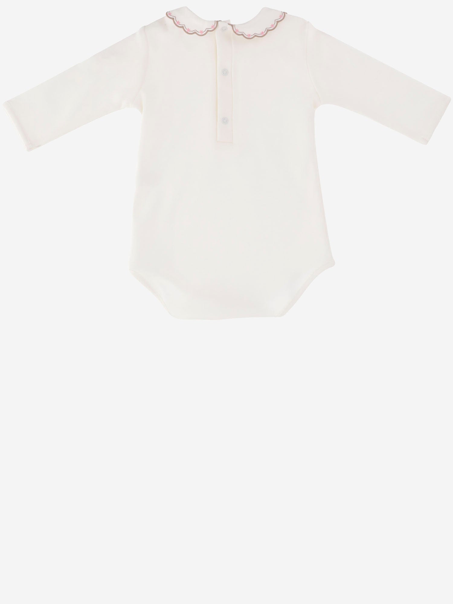 BODY IN COTONE CON COLLETTO RICAMATO BODY BEIGEROSA NICOLETTA FANNA KIDS 