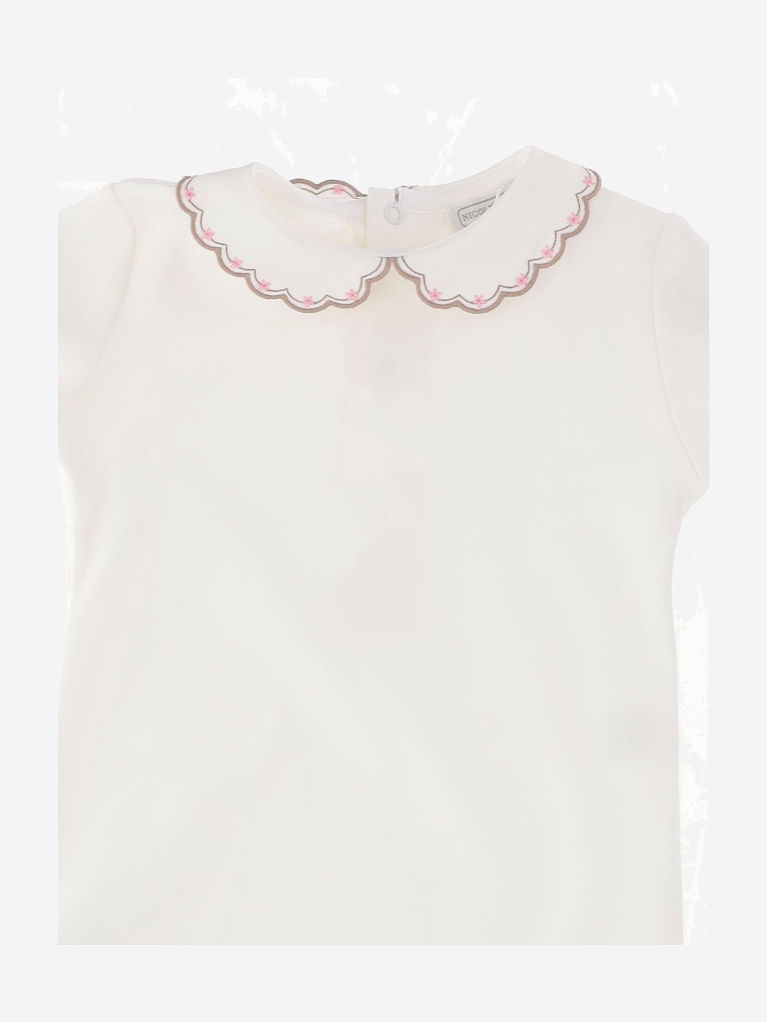 BODY IN COTONE CON COLLETTO RICAMATO BODY BEIGEROSA NICOLETTA FANNA KIDS 