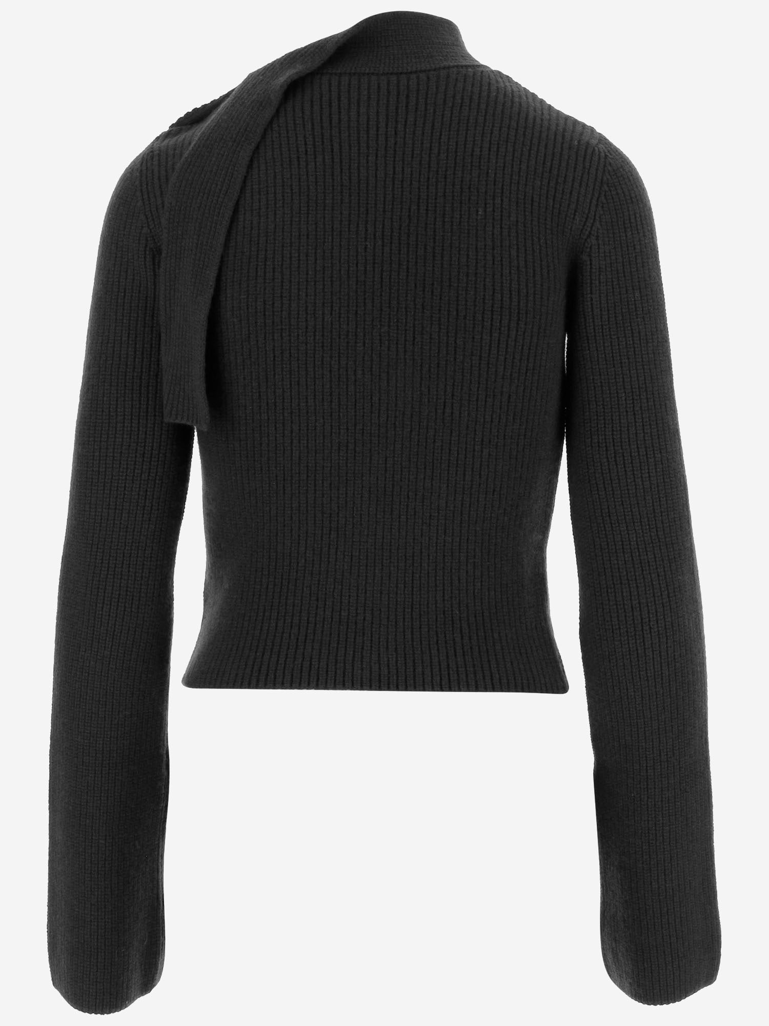 MAGLIONE CON COLLO A SCIARPA IN LANA E CASHMERE KN2638041 999B PATOU 