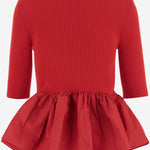 MAGLIONE A COSTINE CON FONDO CON RUCHE IN LANA E FAILLE KN2738040 314R PATOU 