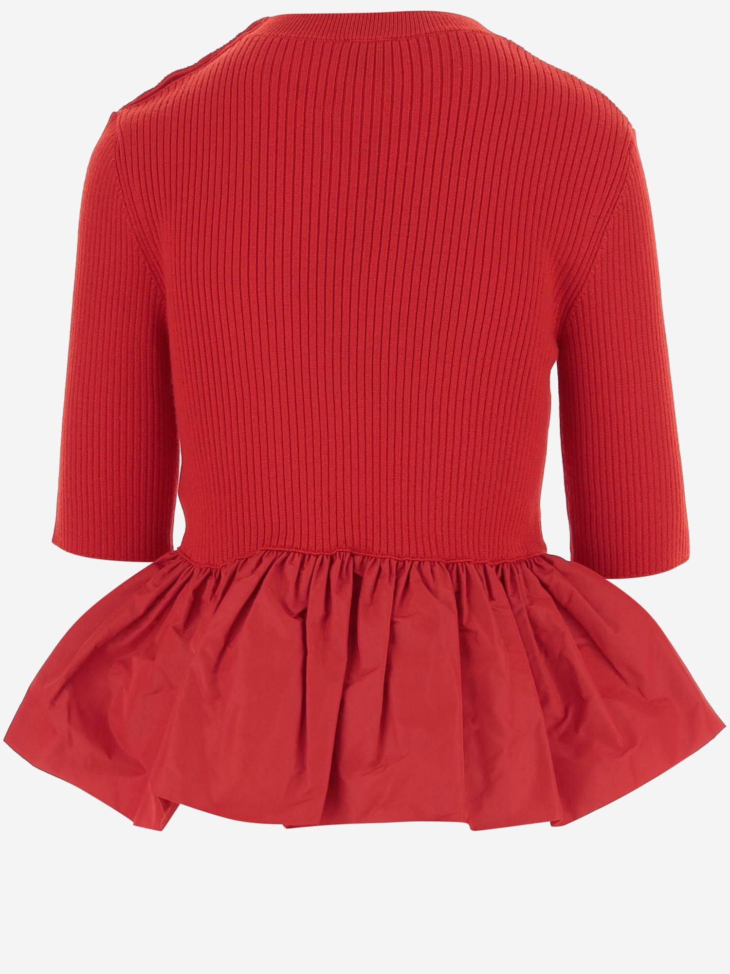 MAGLIONE A COSTINE CON FONDO CON RUCHE IN LANA E FAILLE KN2738040 314R PATOU 