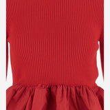 MAGLIONE A COSTINE CON FONDO CON RUCHE IN LANA E FAILLE KN2738040 314R PATOU 