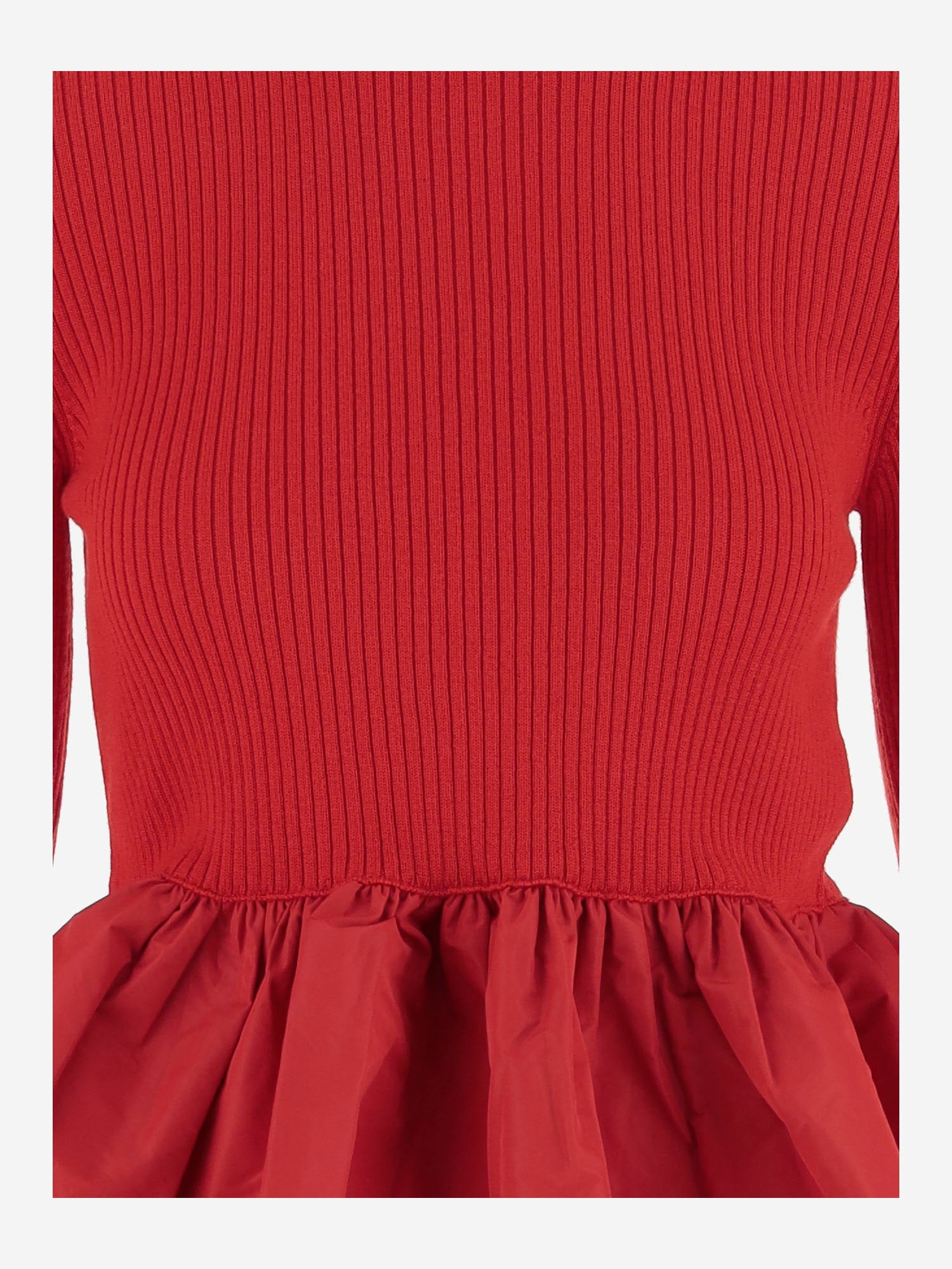MAGLIONE A COSTINE CON FONDO CON RUCHE IN LANA E FAILLE KN2738040 314R PATOU 