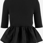 MAGLIONE A COSTINE CON FONDO CON RUCHE IN LANA E FAILLE KN2738040 999B PATOU 
