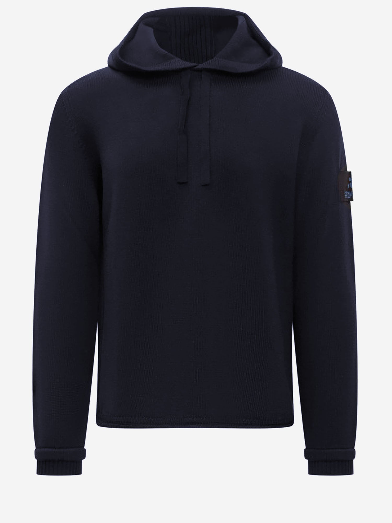 MAGLIONE CON CAPPUCCIO IN LANA MERINO PMG23 BLUE PREMIATA 