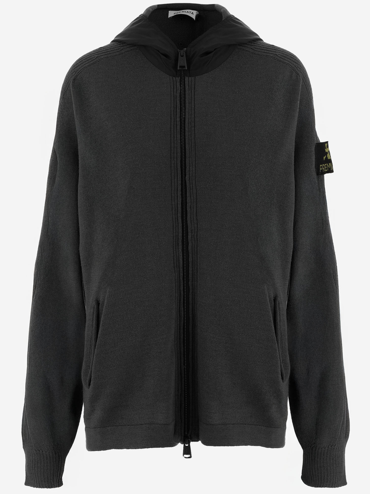 FELPA CON ZIP IN LANA MERINO PMG28 BLACK PREMIATA 