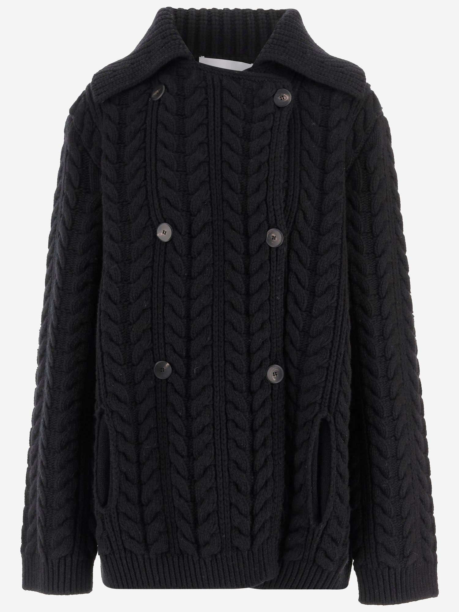 GIACCA DOPPIOPETTO IN LANA E CASHMERE A TRECCE W25751 0900 SASUPHI 