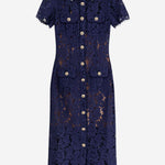 ABITO MIDI CON COLLETTO A CONTRASTO IN PIZZO PF25020MBL BLUE SELF PORTRAIT 