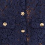 ABITO MIDI CON COLLETTO A CONTRASTO IN PIZZO PF25020MBL BLUE SELF PORTRAIT 