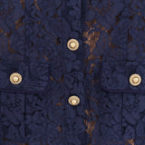 ABITO MIDI CON COLLETTO A CONTRASTO IN PIZZO PF25020MBL BLUE SELF PORTRAIT 