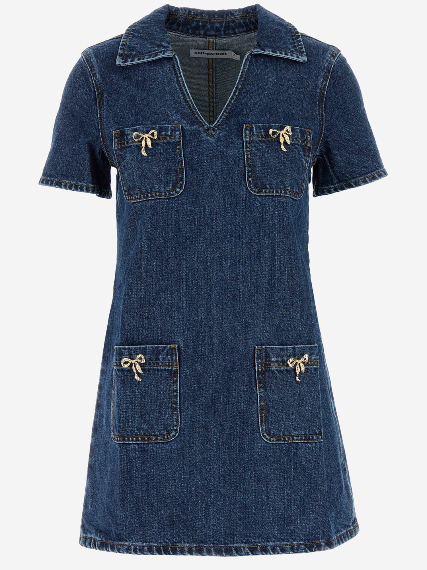 MINI ABITO IN DENIM DI COTONE CON FIOCCHI PF25812SBL BLUE SELF PORTRAIT 
