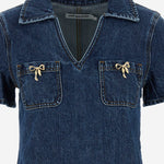 MINI ABITO IN DENIM DI COTONE CON FIOCCHI PF25812SBL BLUE SELF PORTRAIT 