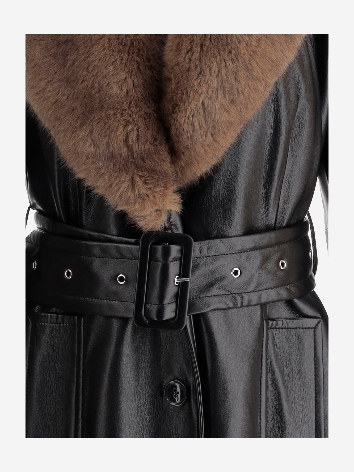 CAPPOTTO ESTELLA IN PELLE SINTETICA CON DETTAGLI IN PELLICCIA 66554 802489985 STAND STUDIO 