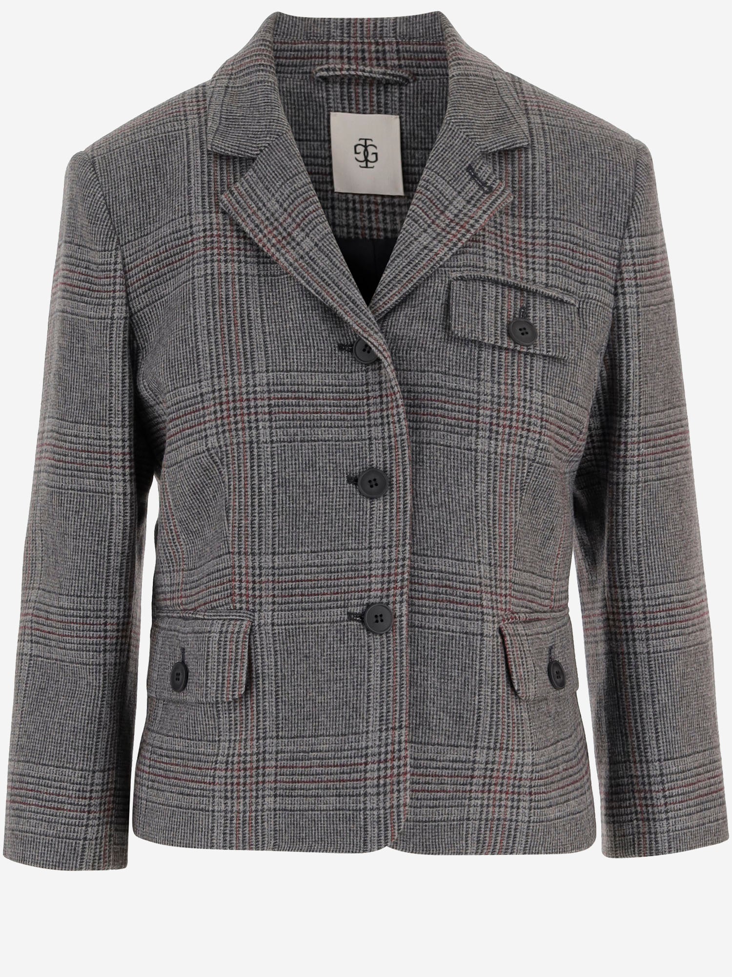 GIACCA TAYLOR IN MISTO LANA CON MOTIVO A QUADRI 21789 950 THE.GARMENT 