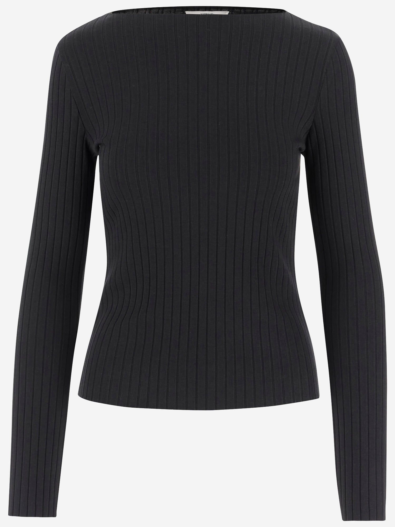 maglia in misto cotone stretch V114684782 001BLK VINCE 