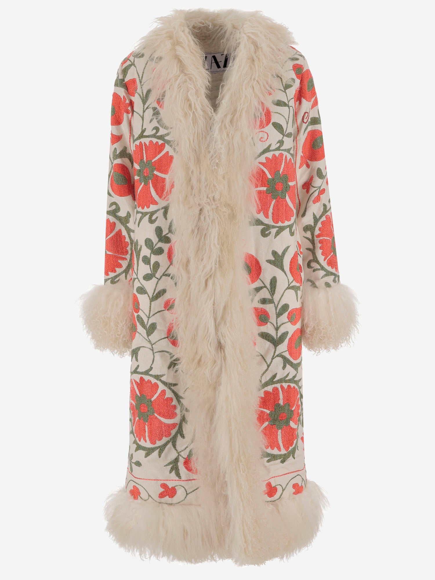 Cappotto suzani con pelliccia di pecora DB13232 WHITE ZAZI 