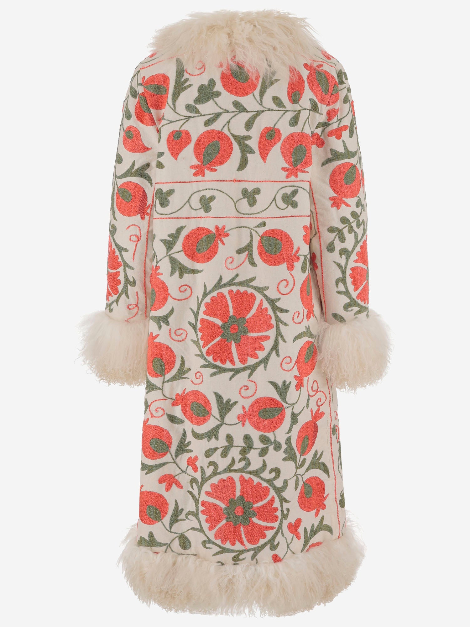 Cappotto suzani con pelliccia di pecora DB13232 WHITE ZAZI 