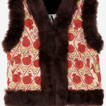 Gilet suzani con pelliccia di pecora DB4351 WHITEWITHPINKEMBROIDERY ZAZI 