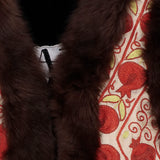 Gilet suzani con pelliccia di pecora DB4351 WHITEWITHPINKEMBROIDERY ZAZI 