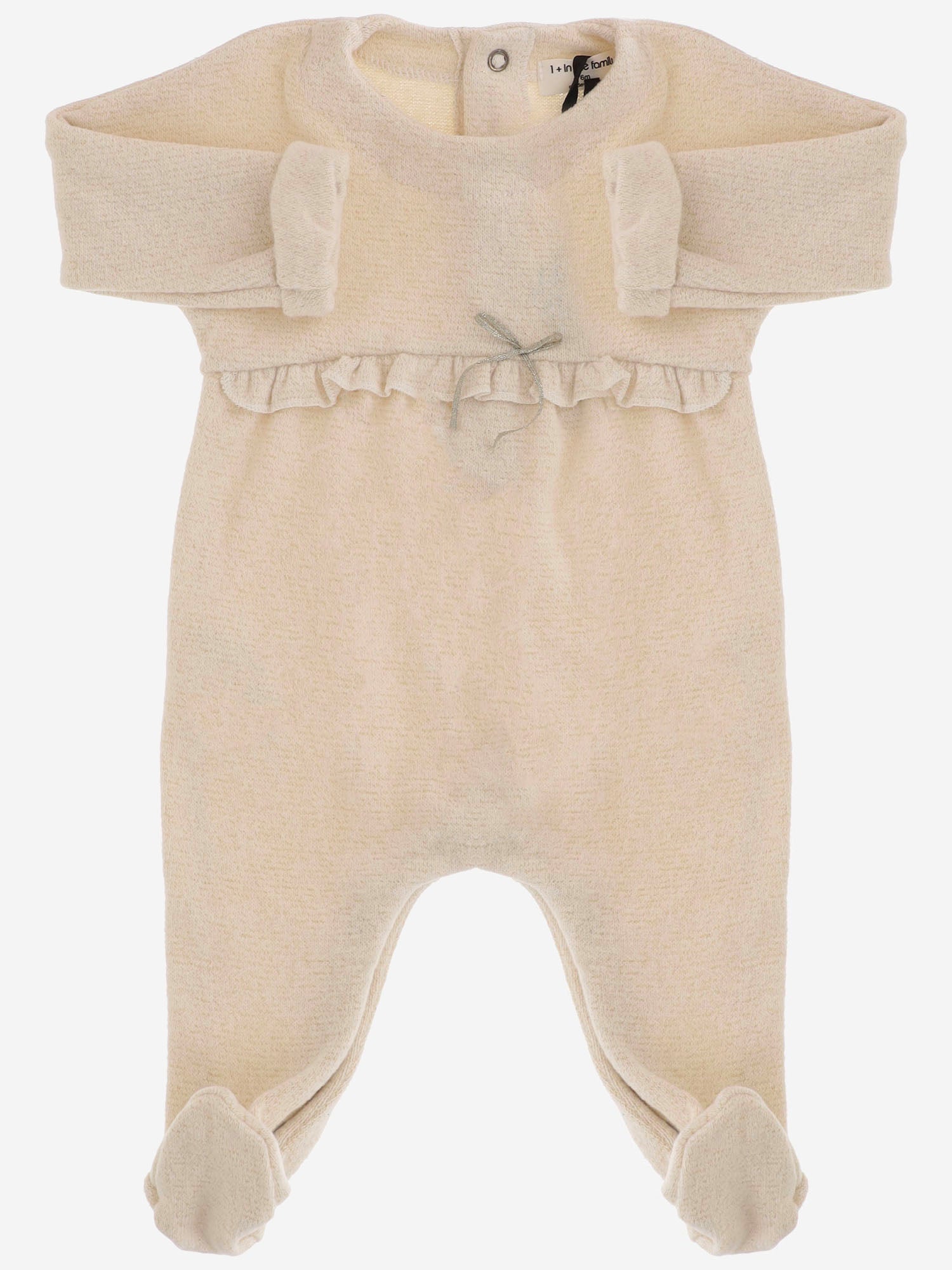 TUTINA IN MISTO COTONE CON VOLANT E FIOCCO 26W054 ECRU 1+ IN THE FAMILY KIDS 