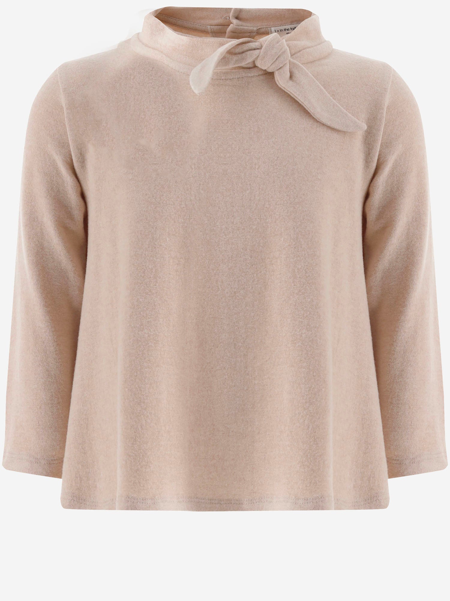 MAGLIA IN MISTO COTONE STRETCH CON DETTAGLIO FIOCCO 26W101 NUDE 1+ IN THE FAMILY KIDS 