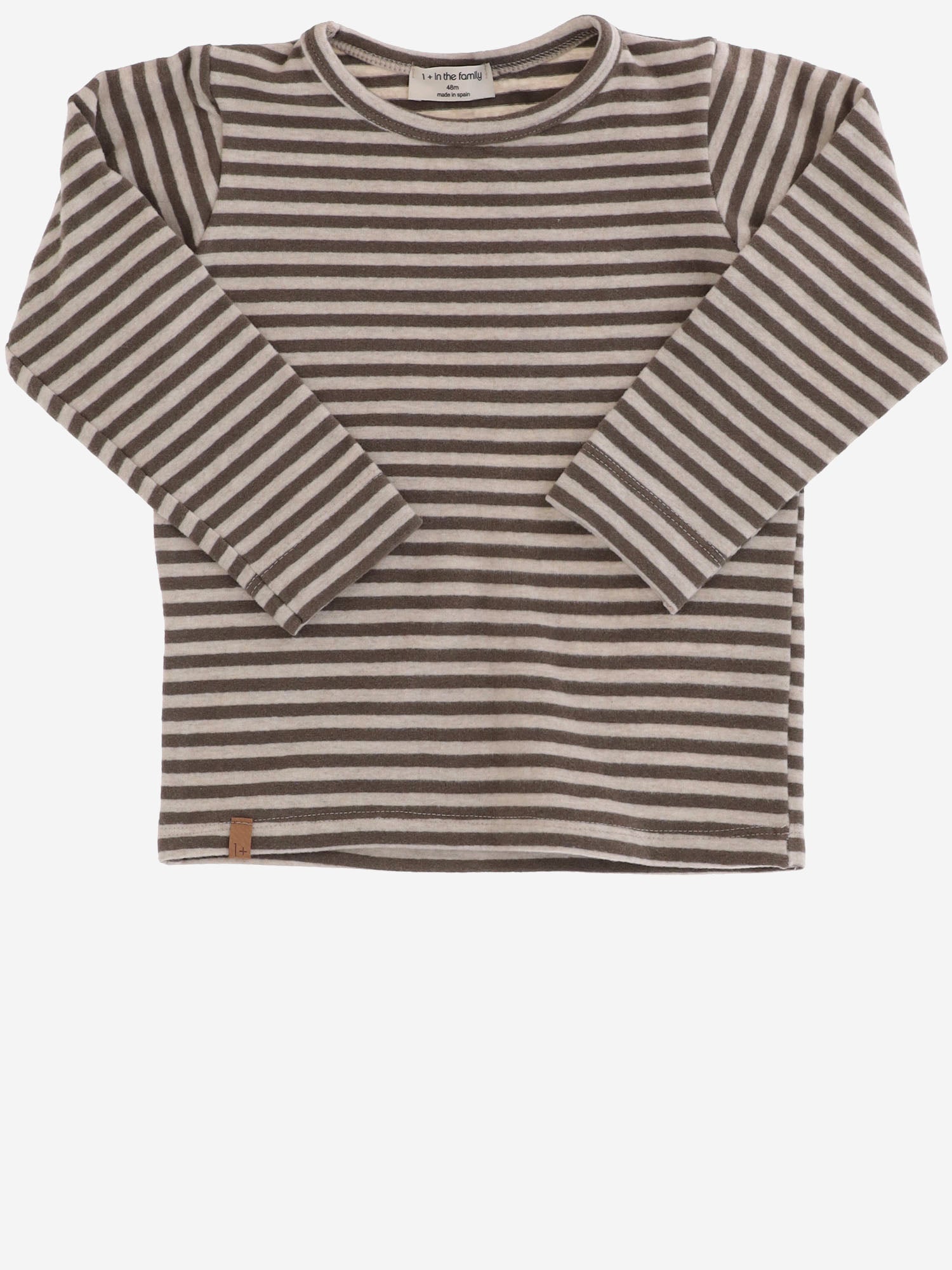MAGLIA IN MISTO COTONE STRETCH CON MOTIVO A RIGHE 26W108 DARKTAUPE 1+ IN THE FAMILY KIDS 