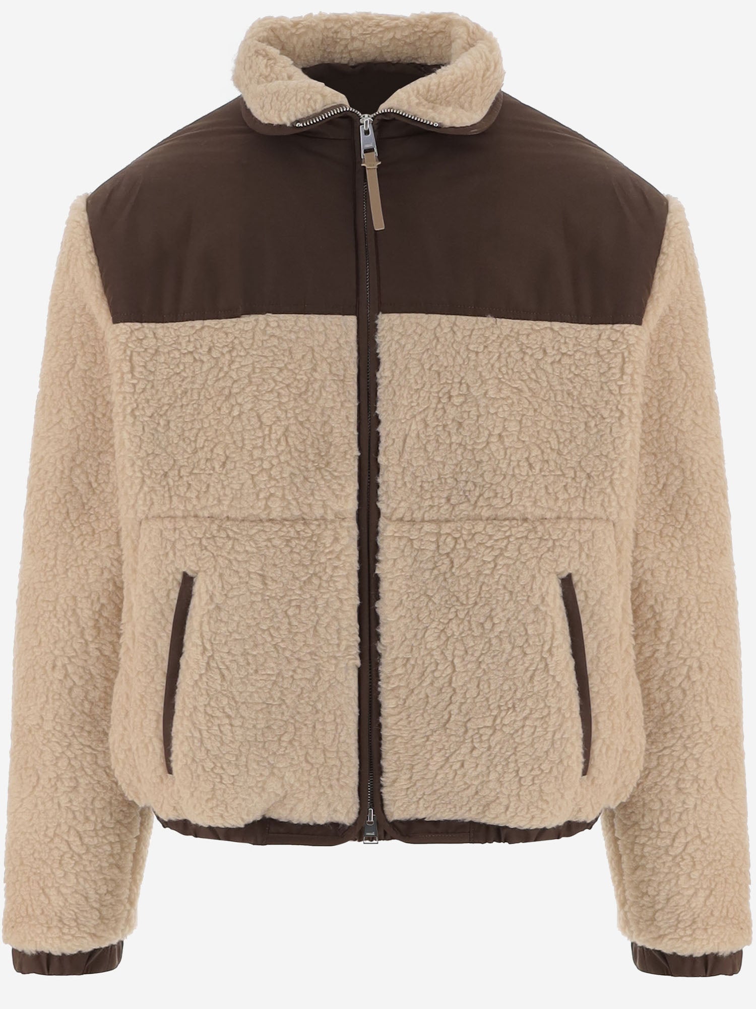 GIUBBOTTO IN MISTO LANA CON INSERTI A CONTRASTO HJK942PL0114 A184 AMI 