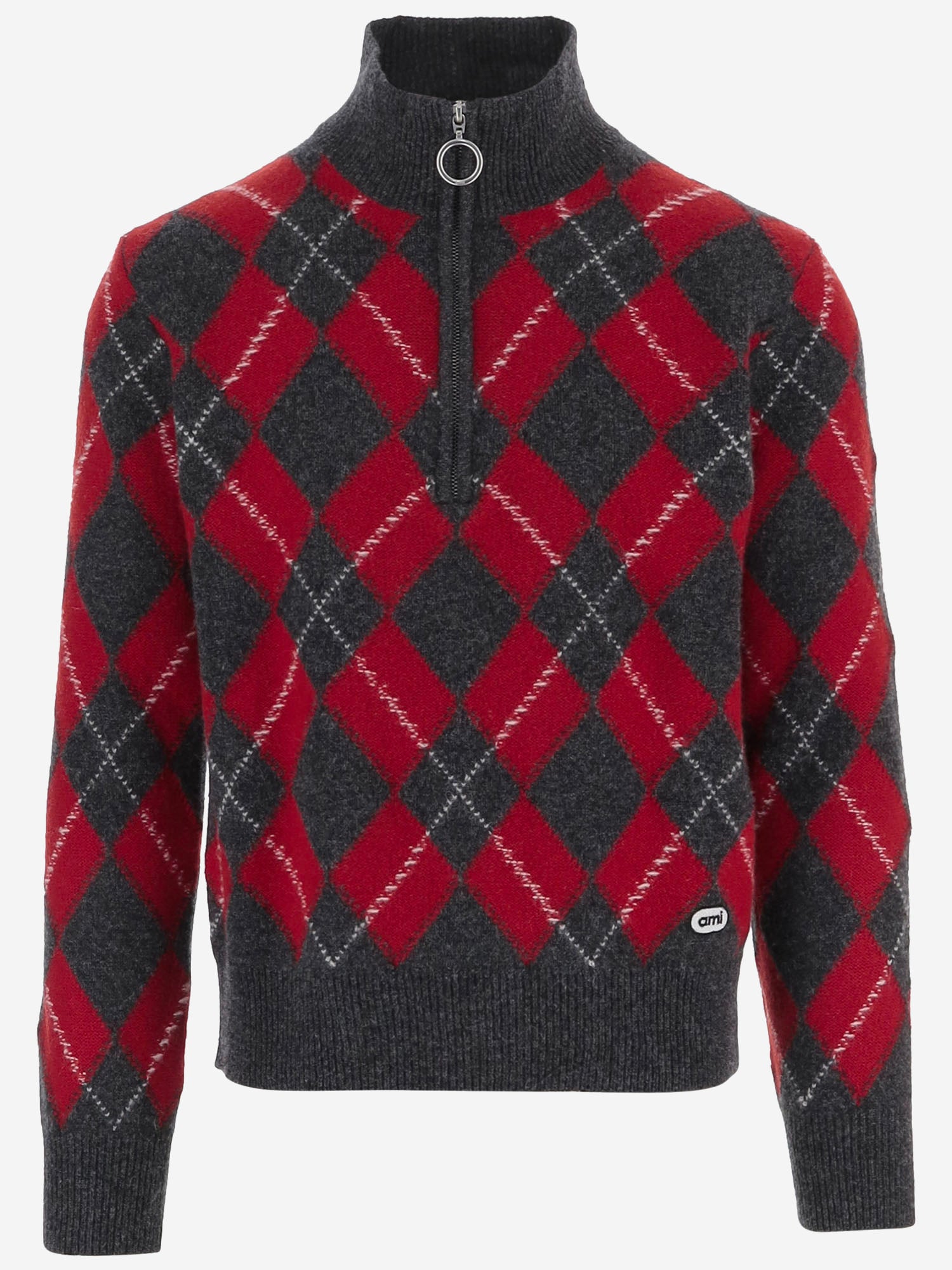 MAGLIA ROMBI IN LANA CON ZIP HKS897KN0202 A353 AMI 