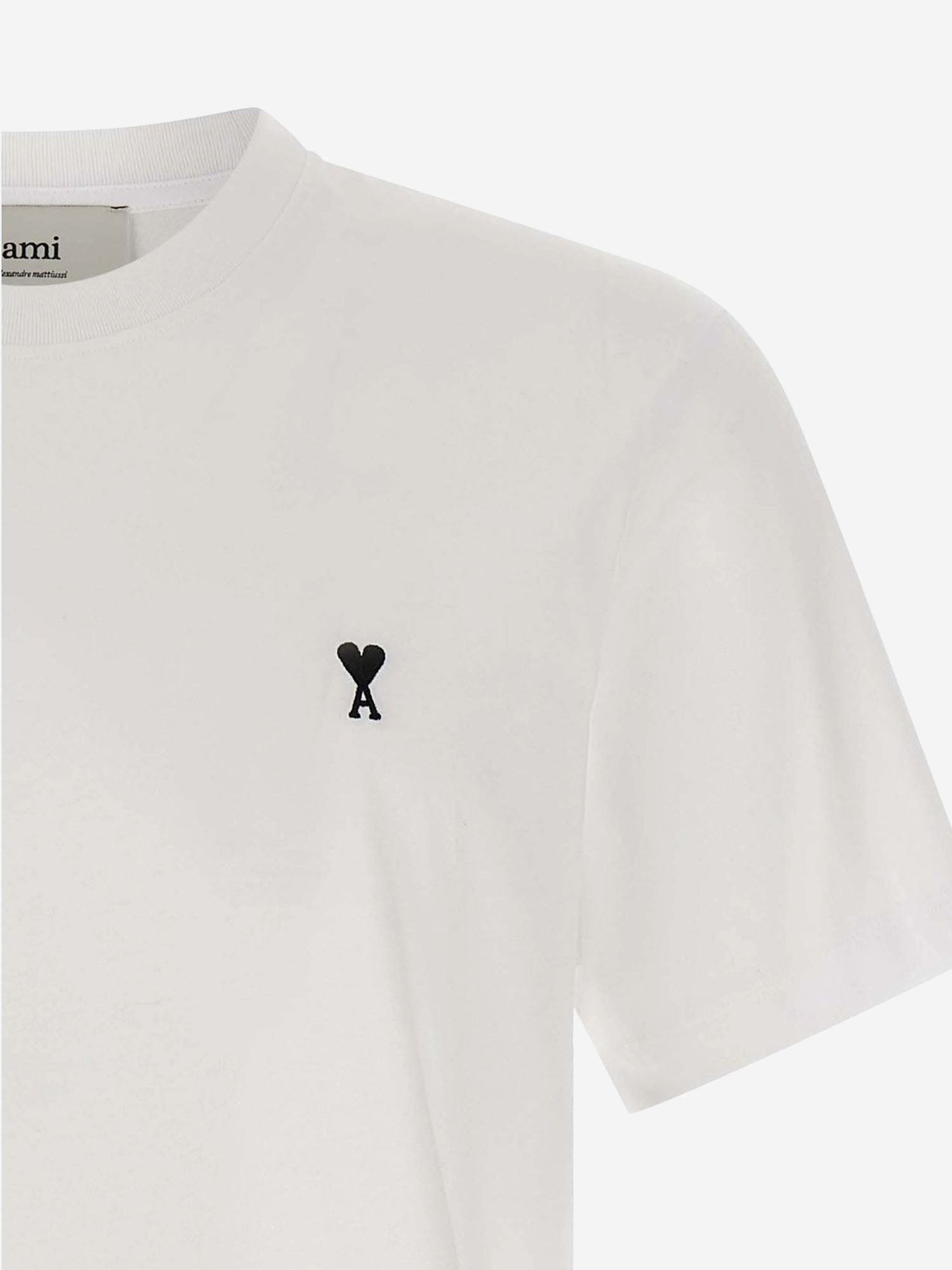 T-SHIRT IN COTONE CON RICAMO LOGO HTS346724 100 AMI 