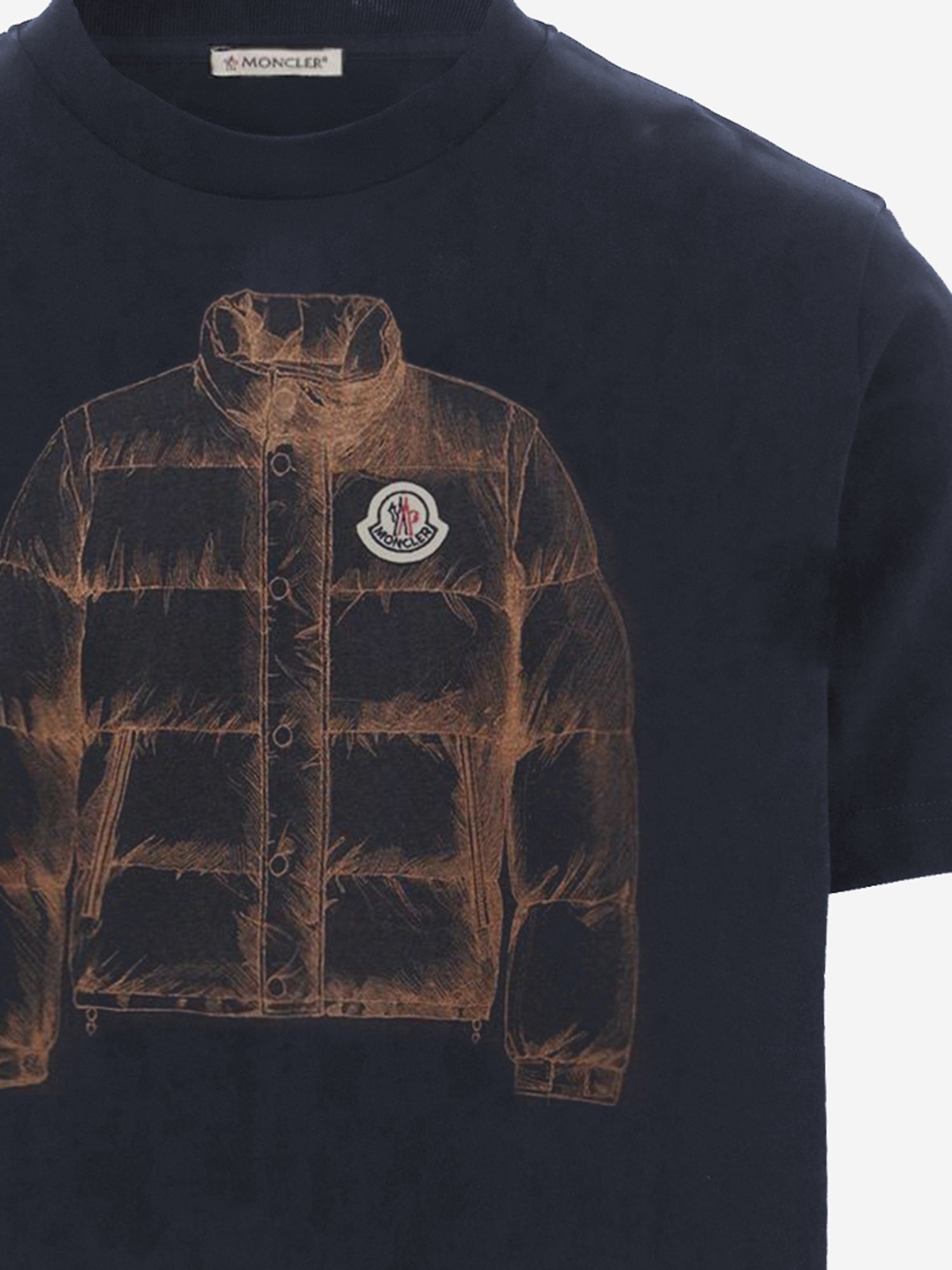 T-shirt in cotone con stampa piumino 8C00002 89B8U742 MONCLER 