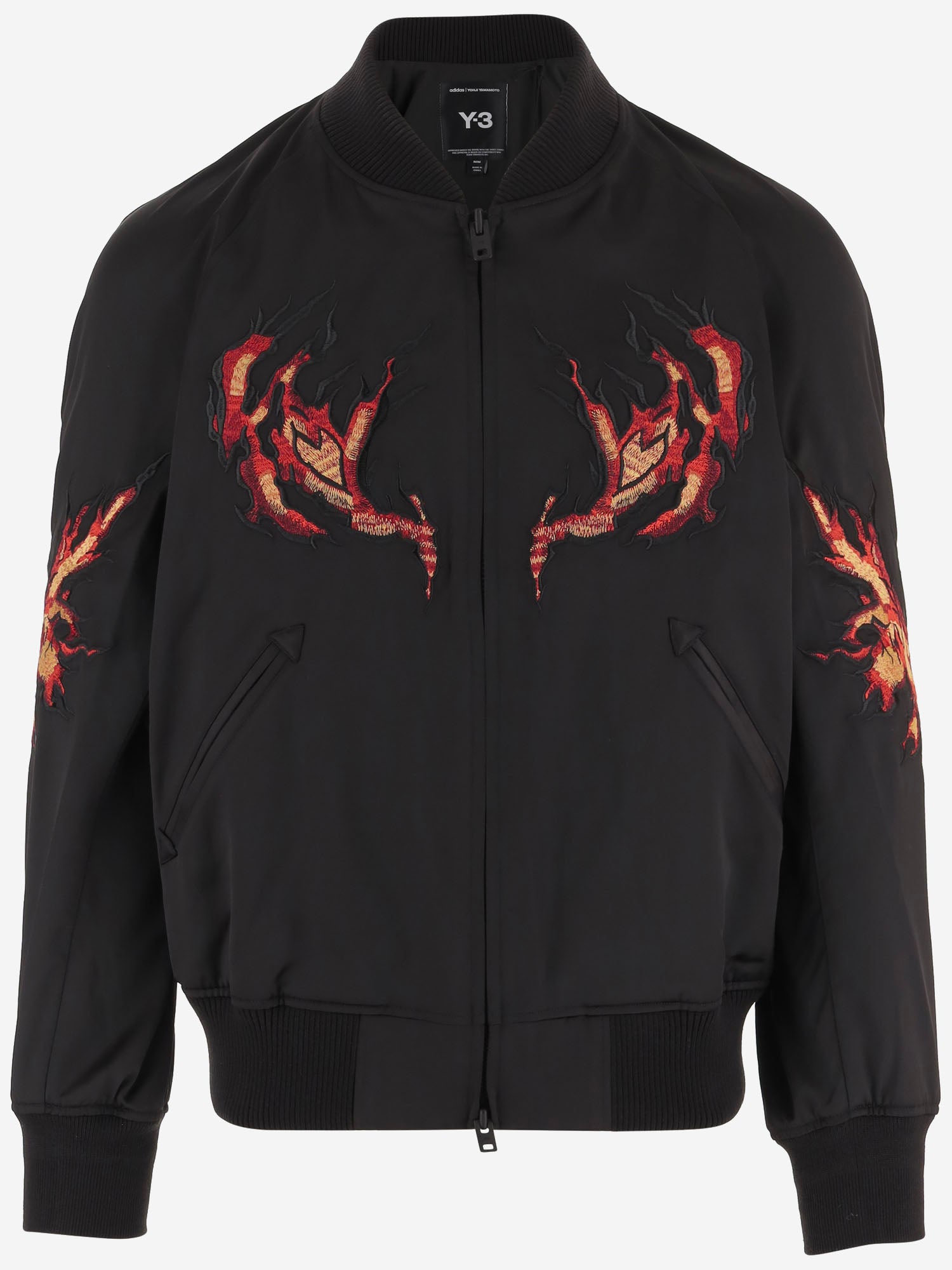 GIUBBOTTO BOMBER CON RICAMI FLAME E MASCHERA KR1110 BLACK ADIDAS Y3 