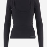 TOP IN MISTO LYOCELL STRETCH A TRE STRATI APJETO06061 ALLBLACK ALAINPAUL 