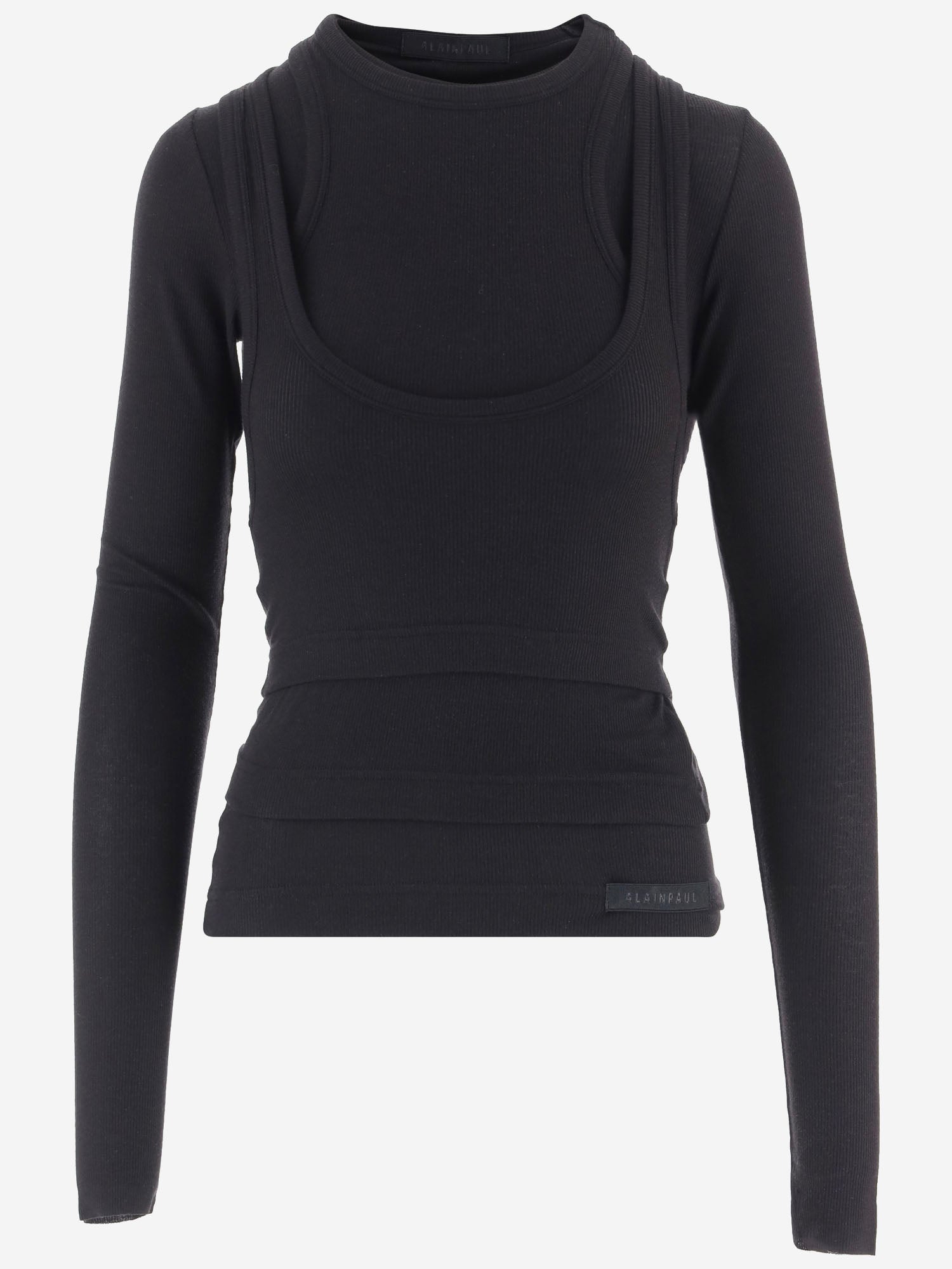 TOP IN MISTO LYOCELL STRETCH A TRE STRATI APJETO06061 ALLBLACK ALAINPAUL 