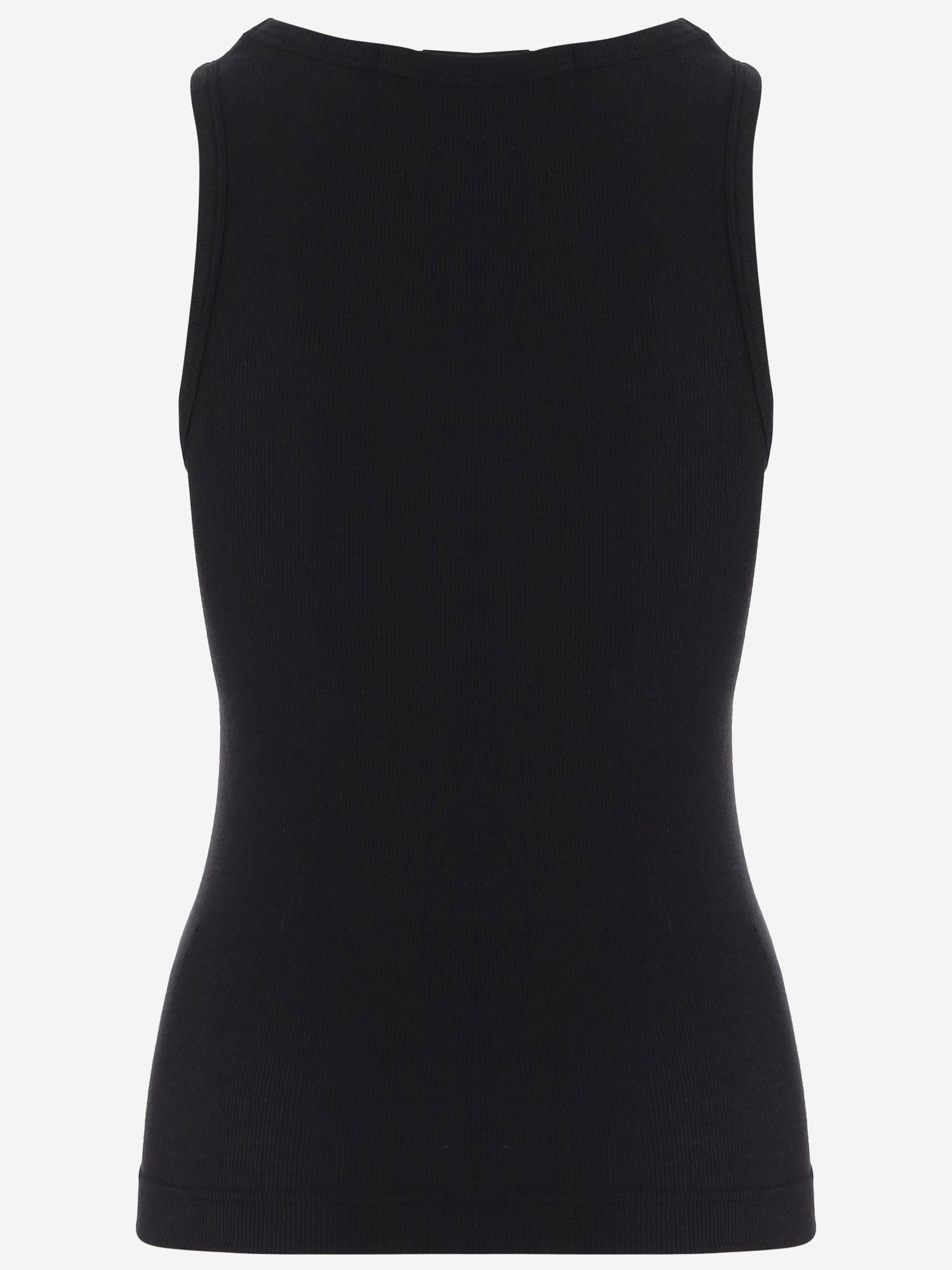 TOP IN MISTO LYOCELL STRETCH A COSTE CON FIOCCO APJETO06079 BLACK ALAINPAUL 