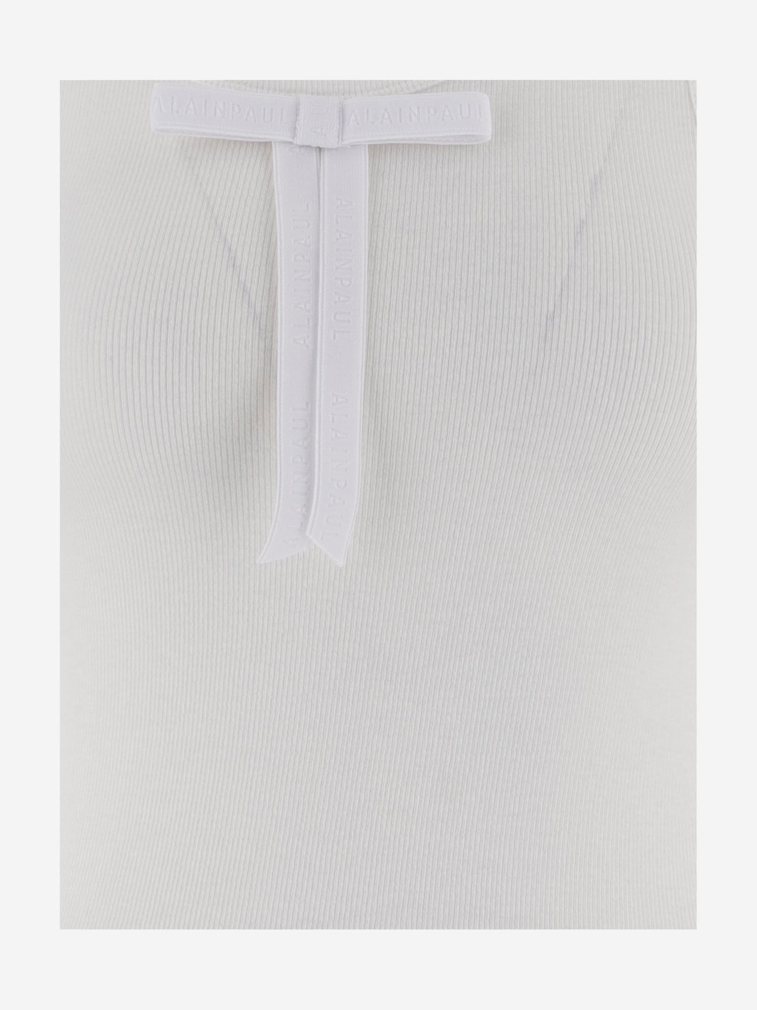 TOP IN MISTO LYOCELL STRETCH A COSTE CON FIOCCO APJETO06079 WHITE ALAINPAUL 