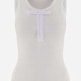 TOP IN MISTO LYOCELL STRETCH A COSTE CON FIOCCO APJETO06079 WHITE ALAINPAUL 