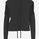 CARDIGAN IN LANA E CASHMERE CON TRAFORI E LACCETTI APKWTO06032 BLACK ALAINPAUL 