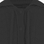 CARDIGAN IN LANA E CASHMERE CON TRAFORI E LACCETTI APKWTO06032 BLACK ALAINPAUL 
