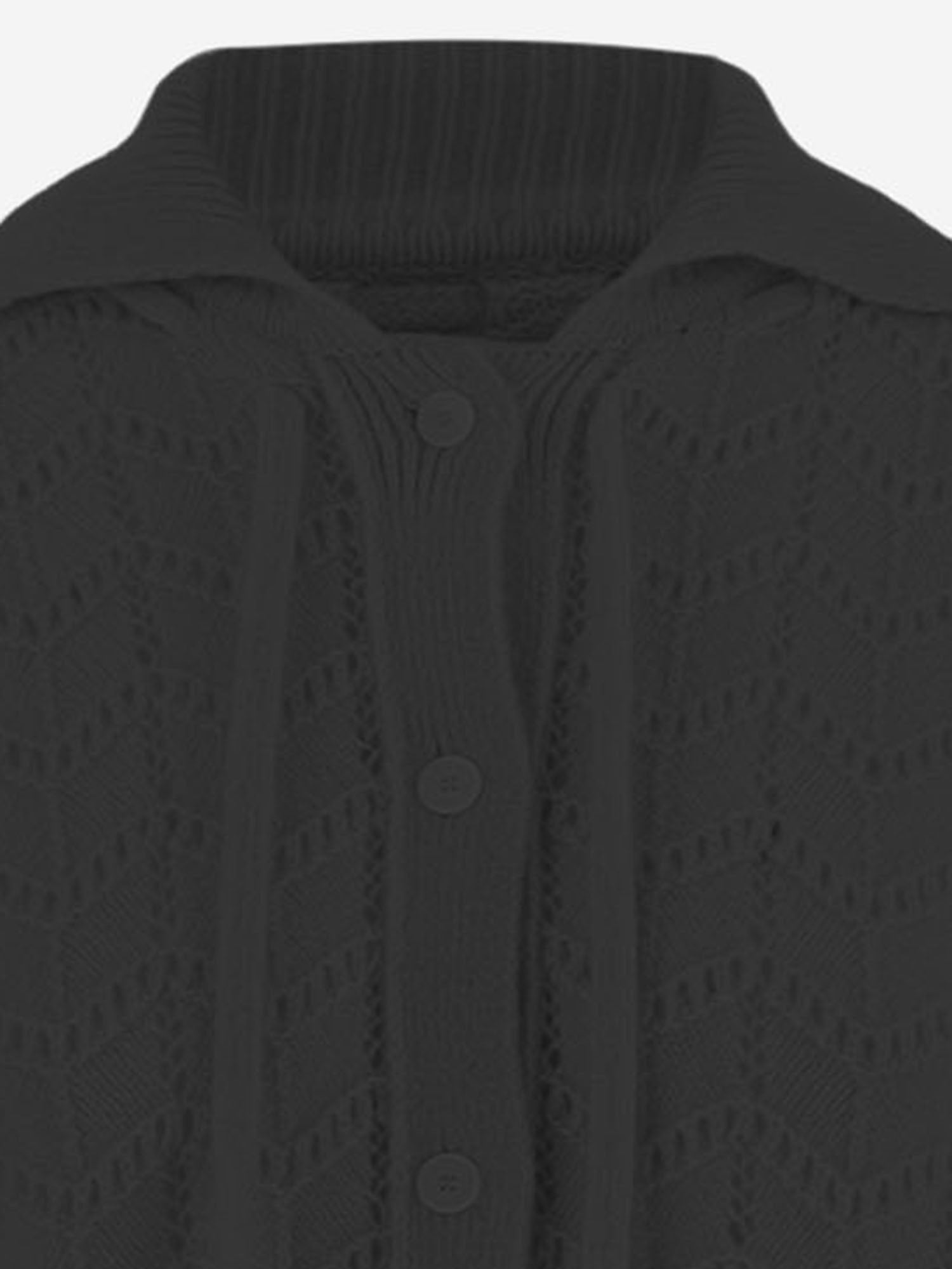 CARDIGAN IN LANA E CASHMERE CON TRAFORI E LACCETTI APKWTO06032 BLACK ALAINPAUL 