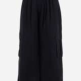 PANTALONI A GAMBA AMPIA IN CUPRO APOUPA06036 BLACK ALAINPAUL 