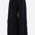 PANTALONI A GAMBA AMPIA IN CUPRO APOUPA06036 BLACK ALAINPAUL 