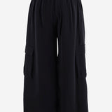 PANTALONI A GAMBA AMPIA IN CUPRO APOUPA06036 BLACK ALAINPAUL 